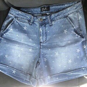 NWT EARL JEANS Blue Jean Shorts Dark Wash W/ STARS
